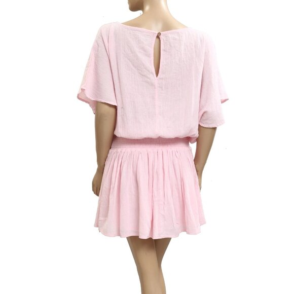 Free People Free-Est Sutton Mini Dress Flutter Sleeve Smocked Wide Boat M 283563 - Picture 5 of 7